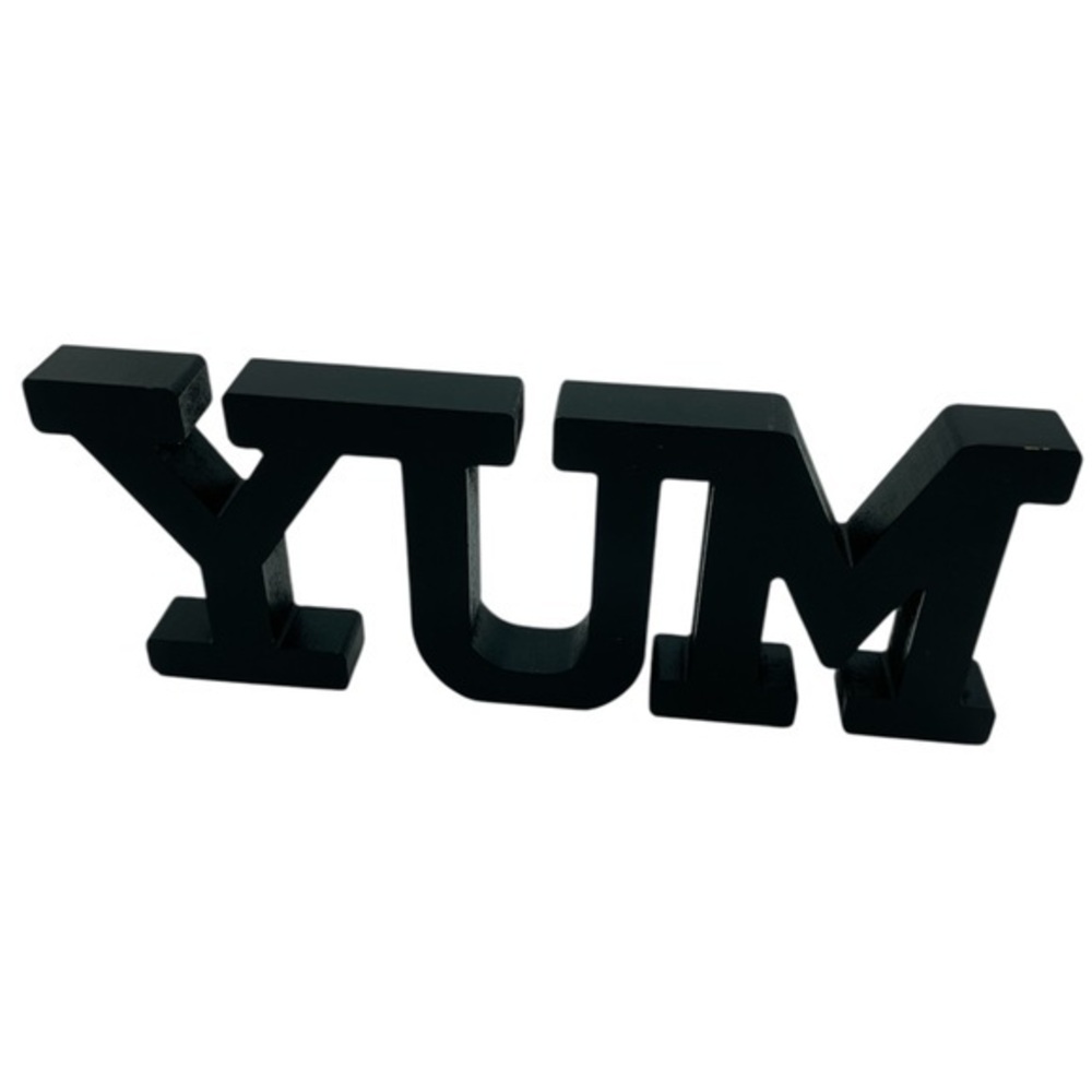 YUM Black Wooden Wall‎ Decor Kitchen Dining Room Sign MDF Block Letters